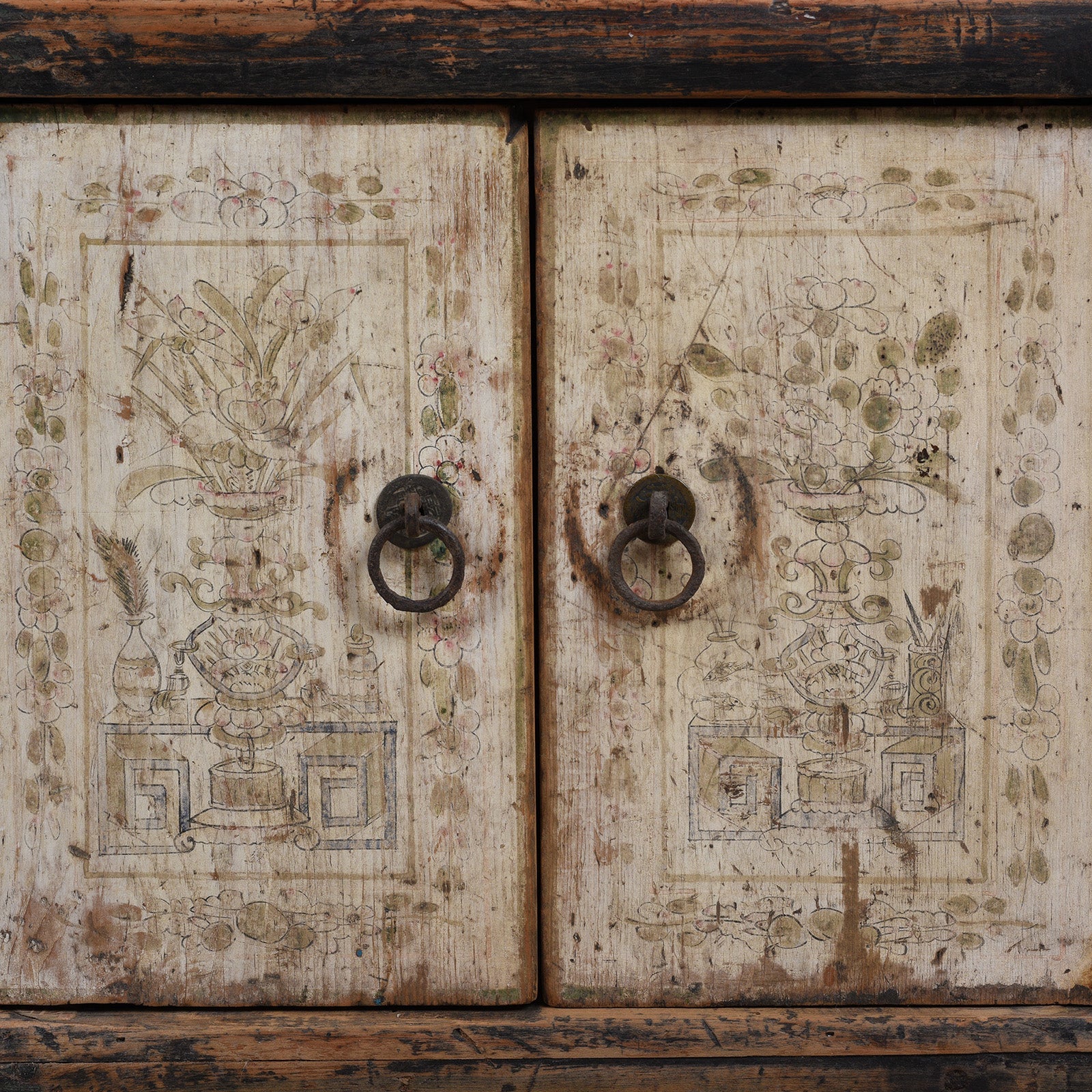 Painted Kang Cabinet From Mongolia - 19th Century