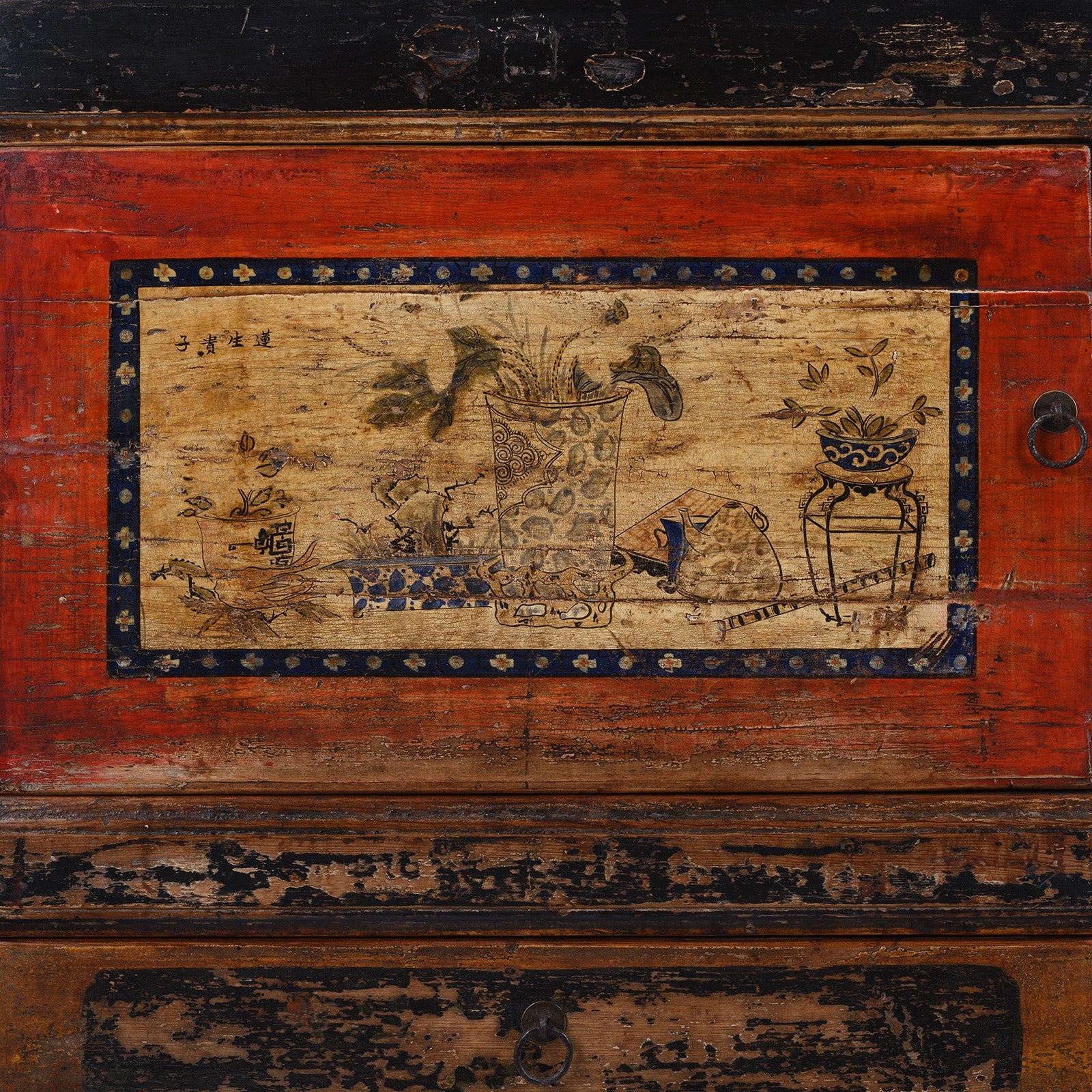 Painted Gansu Grain Store Sideboard - 19th Century