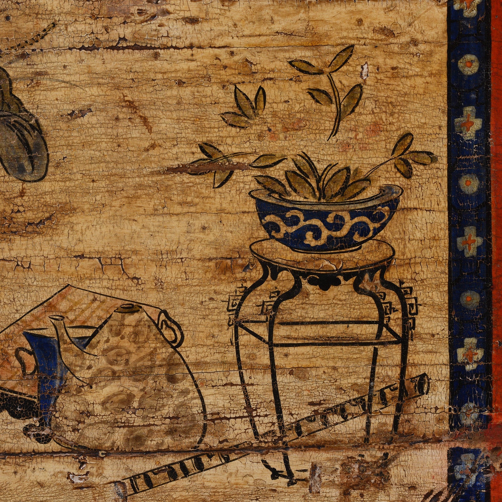 Painted Gansu Grain Store Sideboard - 19th Century