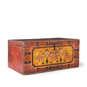 Painted Chest From Gansu - 19th Century