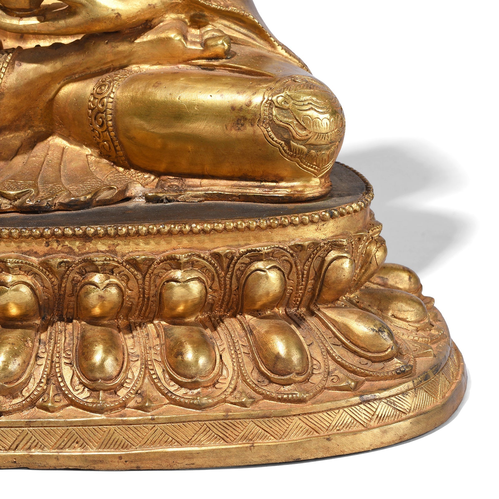 Gilt Brass Sitting Buddha Statue - Bhumisparsha Mudra