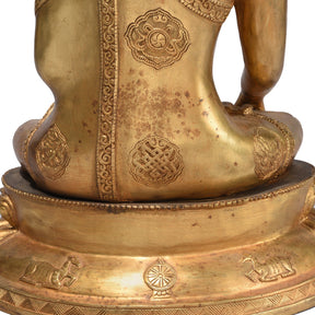 Gilt Brass Sitting Buddha Statue - Bhumisparsha Mudra