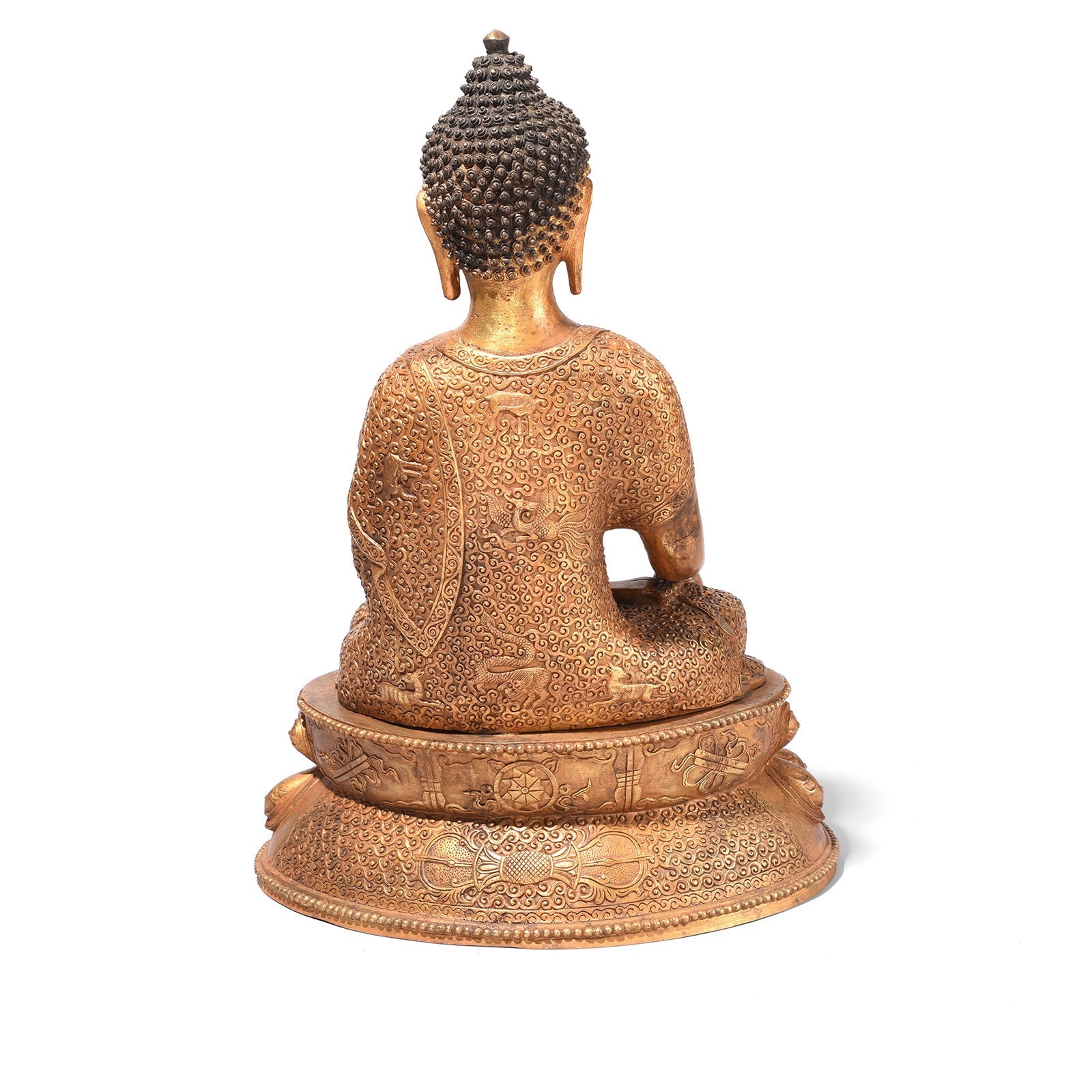Gilt Brass Sitting Buddha Statue - Bhumisparsha Mudra