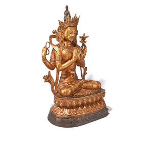 Gilt Bronze Four Armed Chenrezig (Avalokiteśvara) Statue