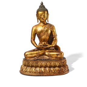 Gilt Brass Sitting Buddha - Dhyana Mudra