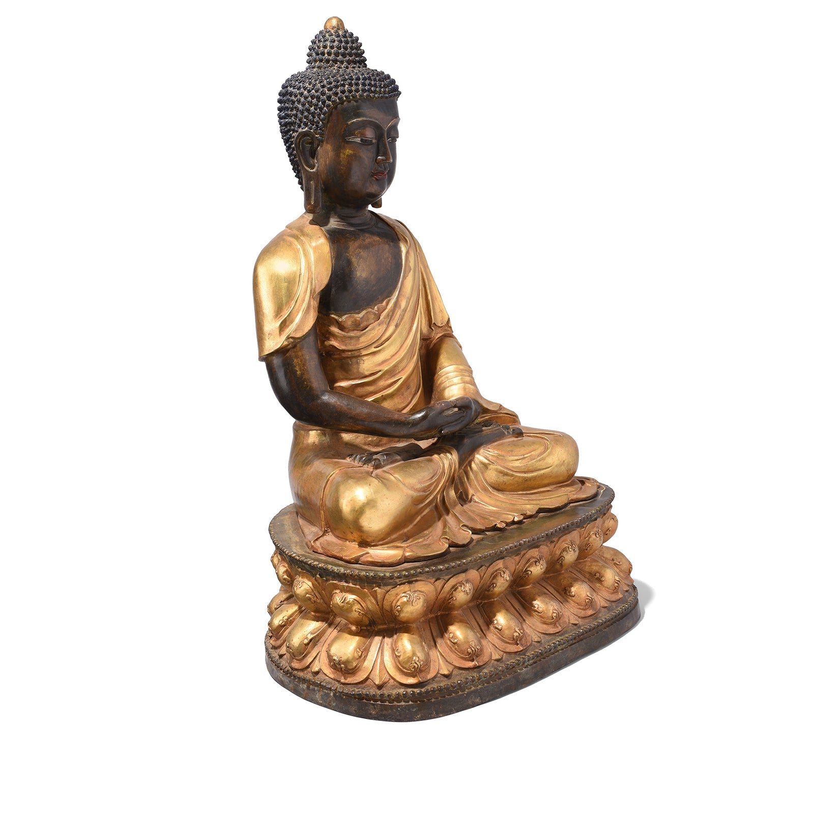 Gilt Bronze Sitting Buddha Statue - Dhyana Mudra