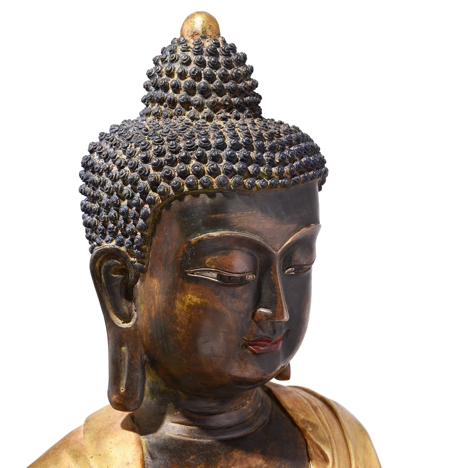 Gilt Bronze Sitting Buddha Statue - Dhyana Mudra