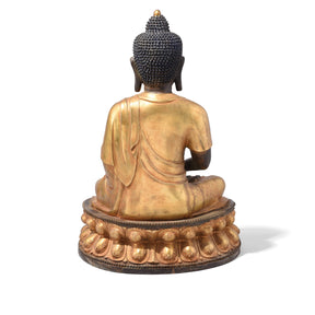 Gilt Bronze Sitting Buddha Statue - Dhyana Mudra