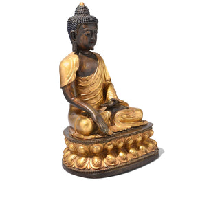 Gilt Brass Sitting Buddha - Bhumisparsha Mudra