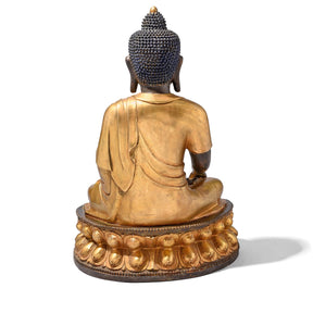 Gilt Brass Sitting Buddha - Bhumisparsha Mudra