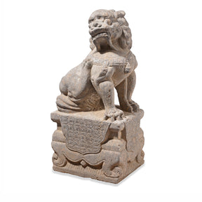 Pair Of Carved Stone Guardian Lions
