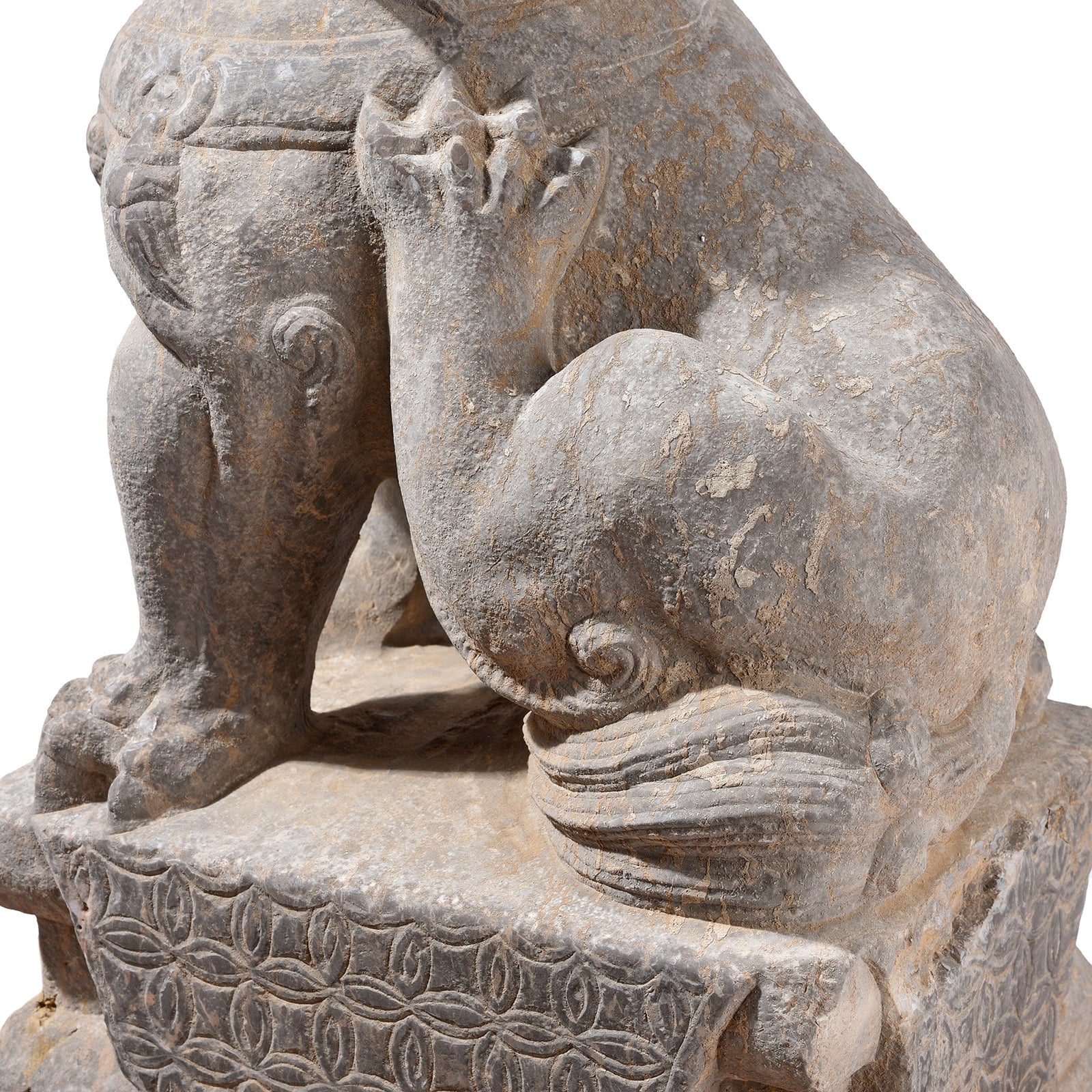 Pair Of Carved Stone Guardian Lions