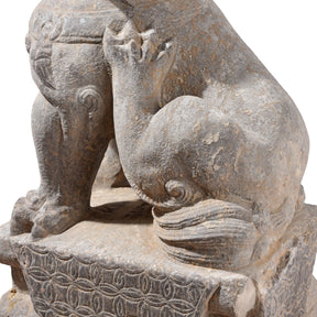 Pair Of Carved Stone Guardian Lions