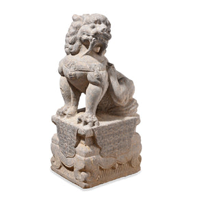 Pair Of Carved Stone Guardian Lions