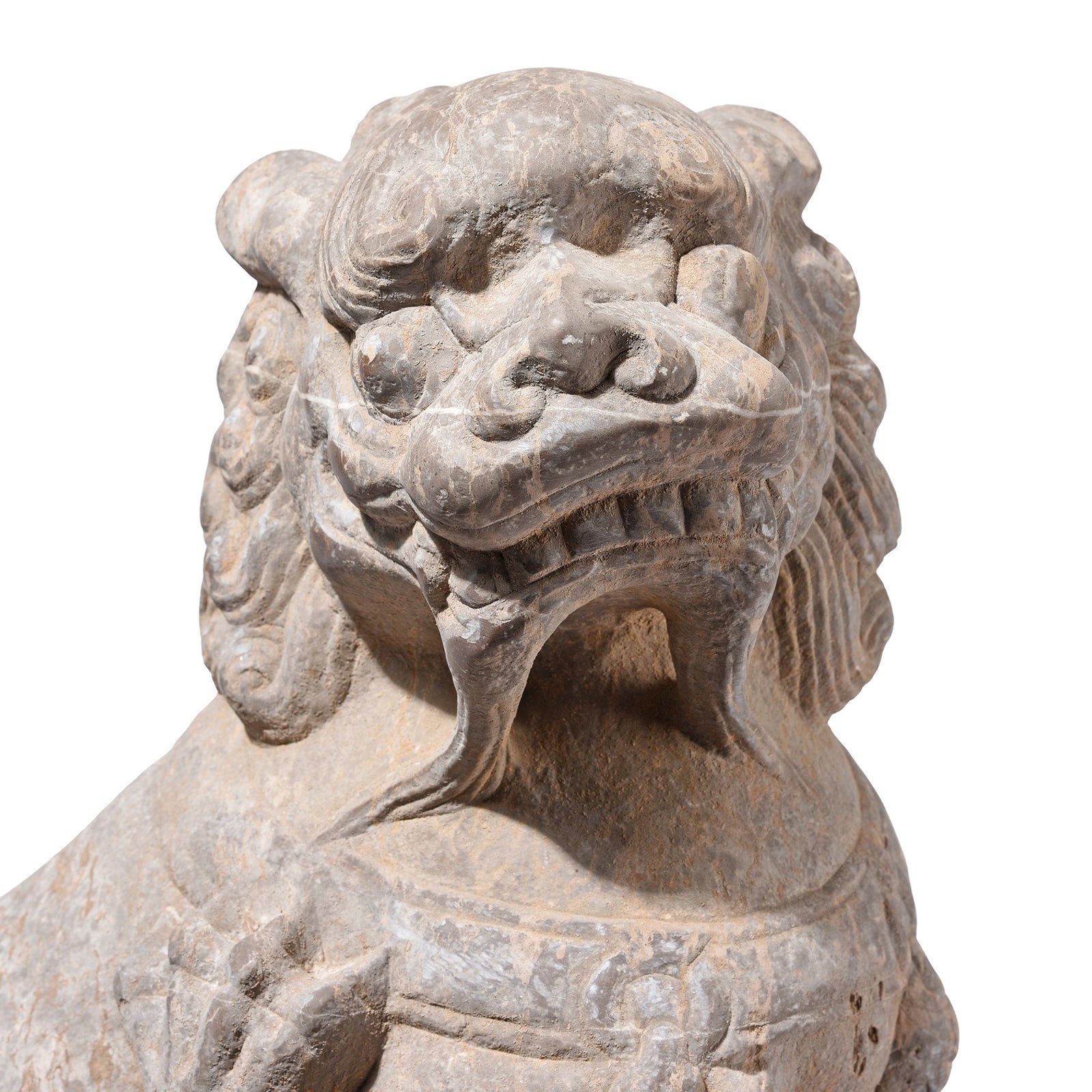 Pair Of Carved Stone Guardian Lions