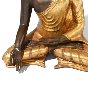 Gilt Brass Sitting Buddha - Varada Mudra