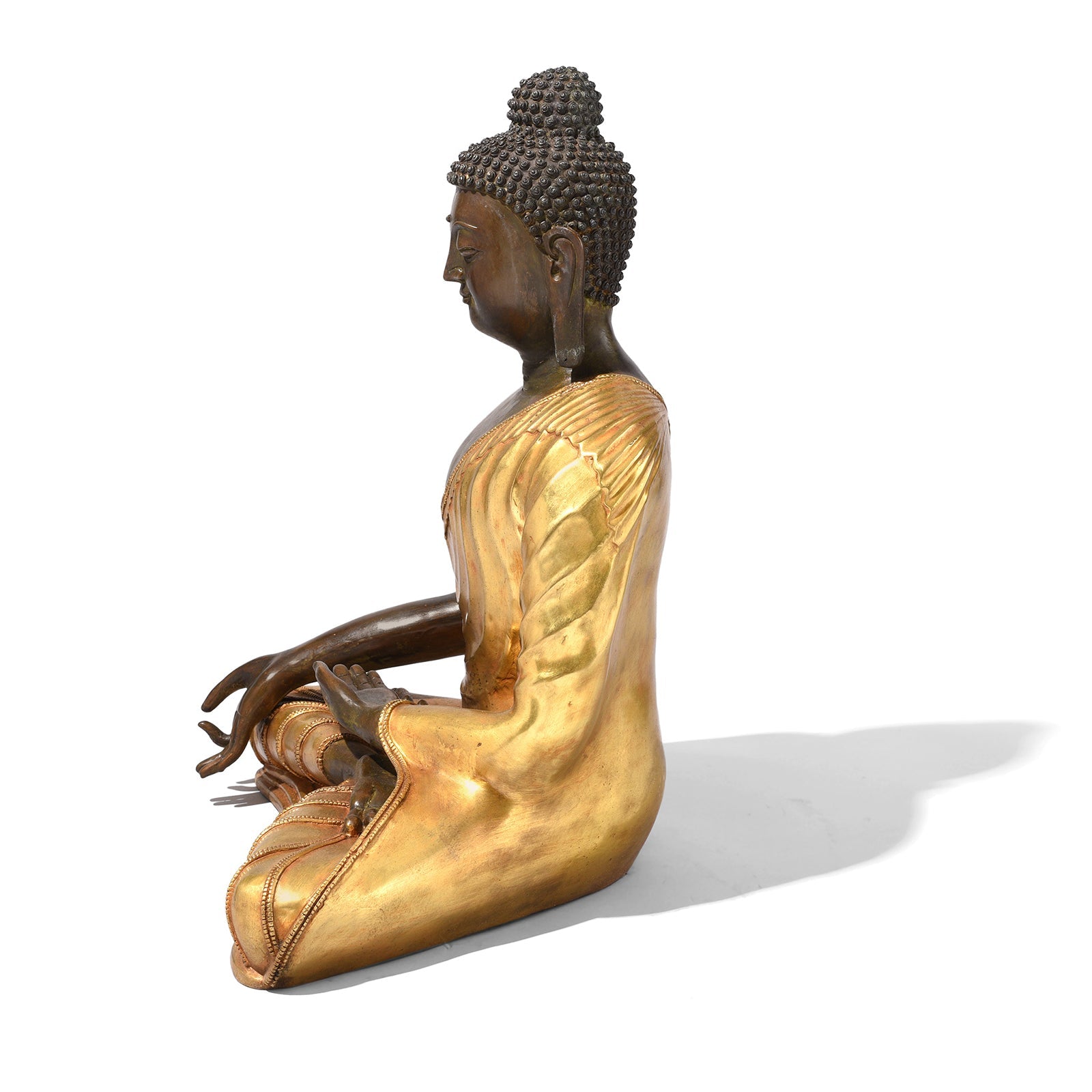 Gilt Brass Sitting Buddha - Varada Mudra
