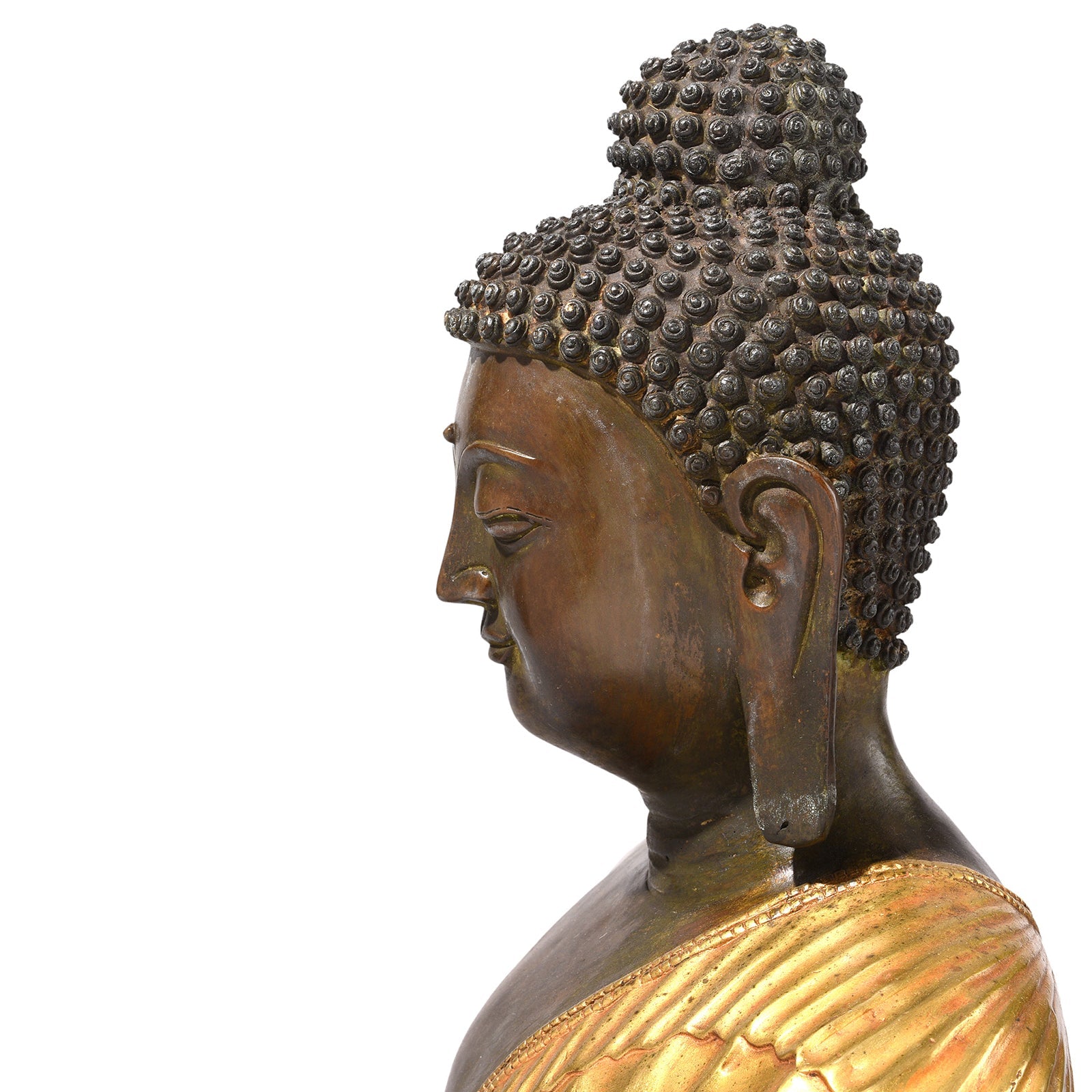 Gilt Brass Sitting Buddha - Varada Mudra