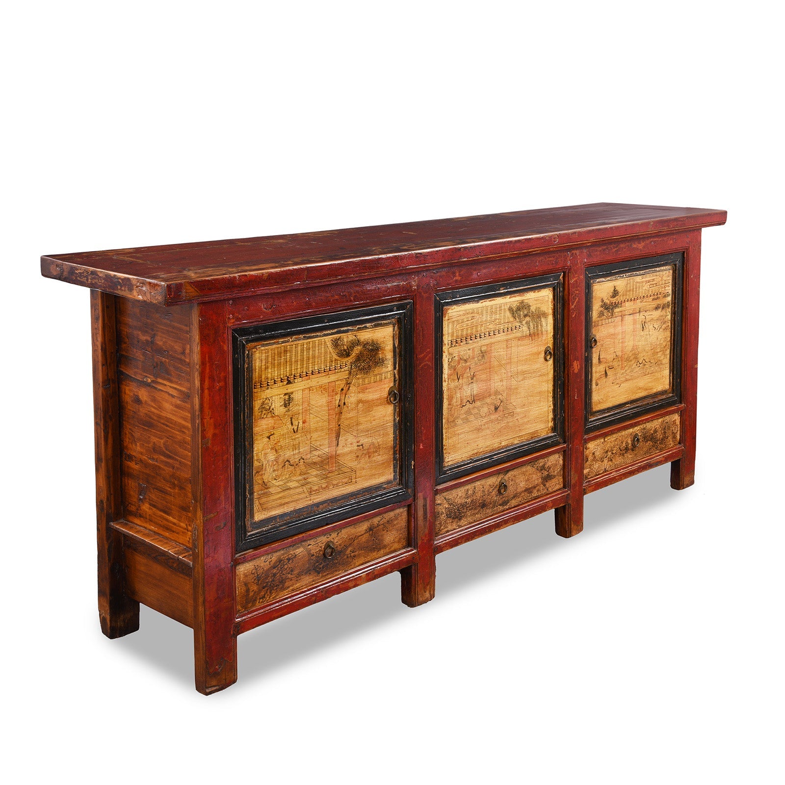 Painted Sideboard From Qinghai - 19th Century