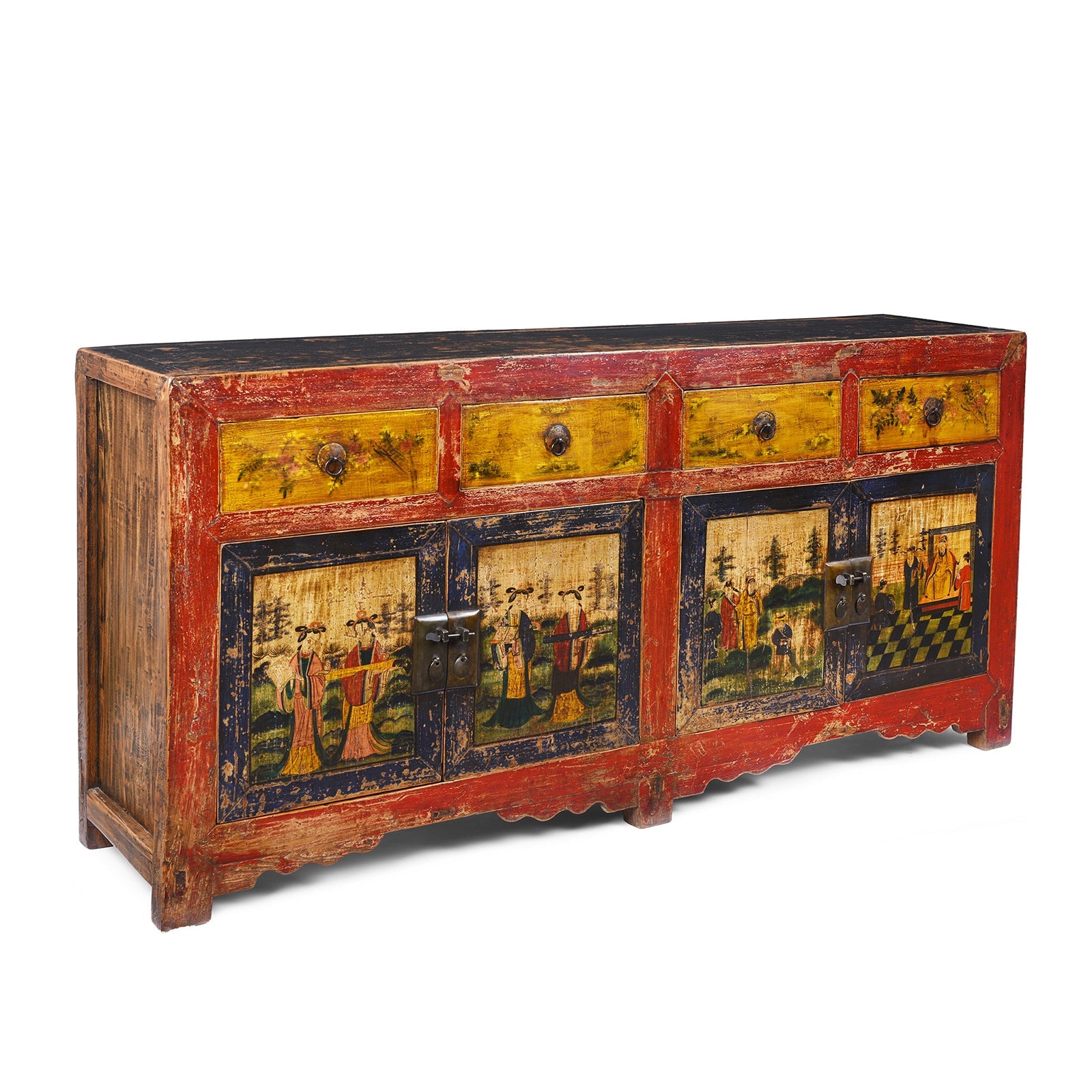 Painted Sideboard From Mongolia - 19th Century