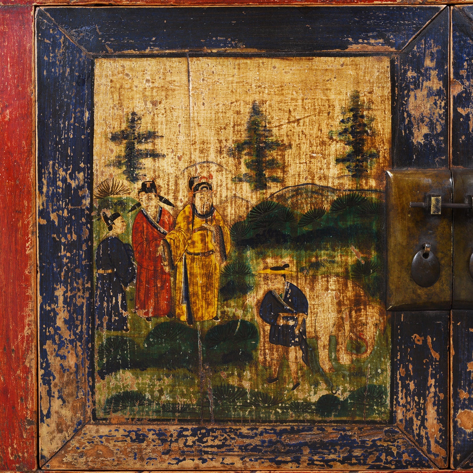 Painted Sideboard From Mongolia - 19th Century