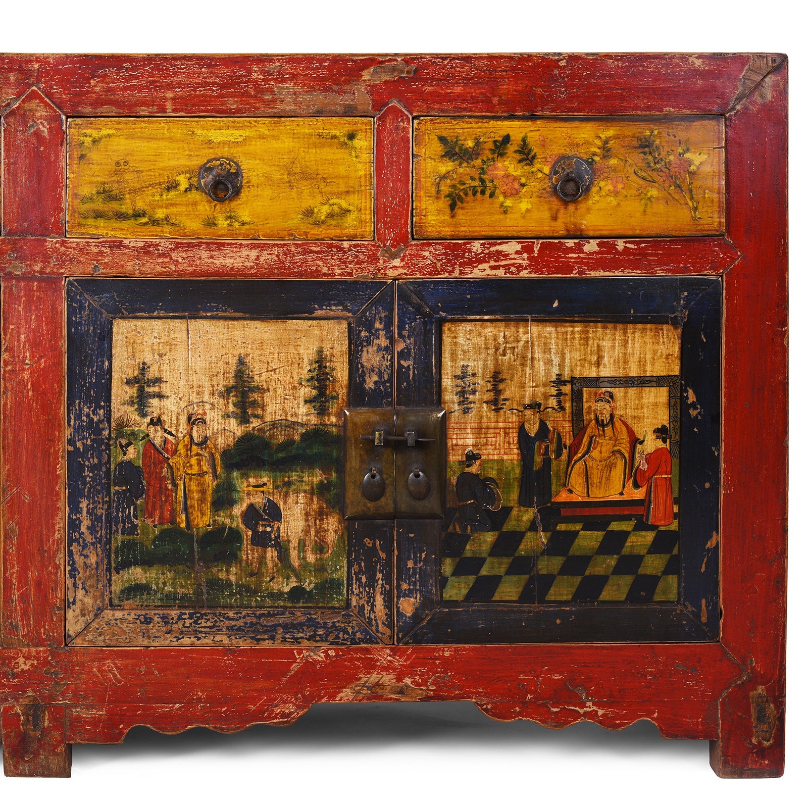 Painted Sideboard From Mongolia - 19th Century