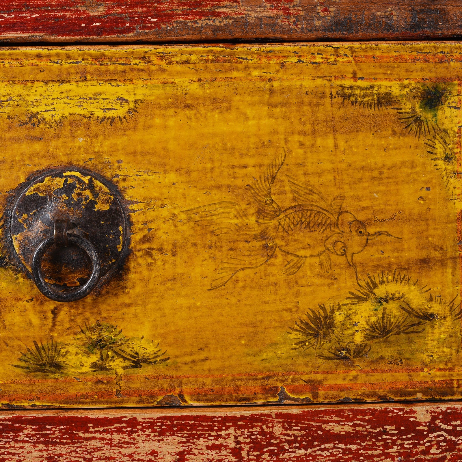 Painted Sideboard From Mongolia - 19th Century