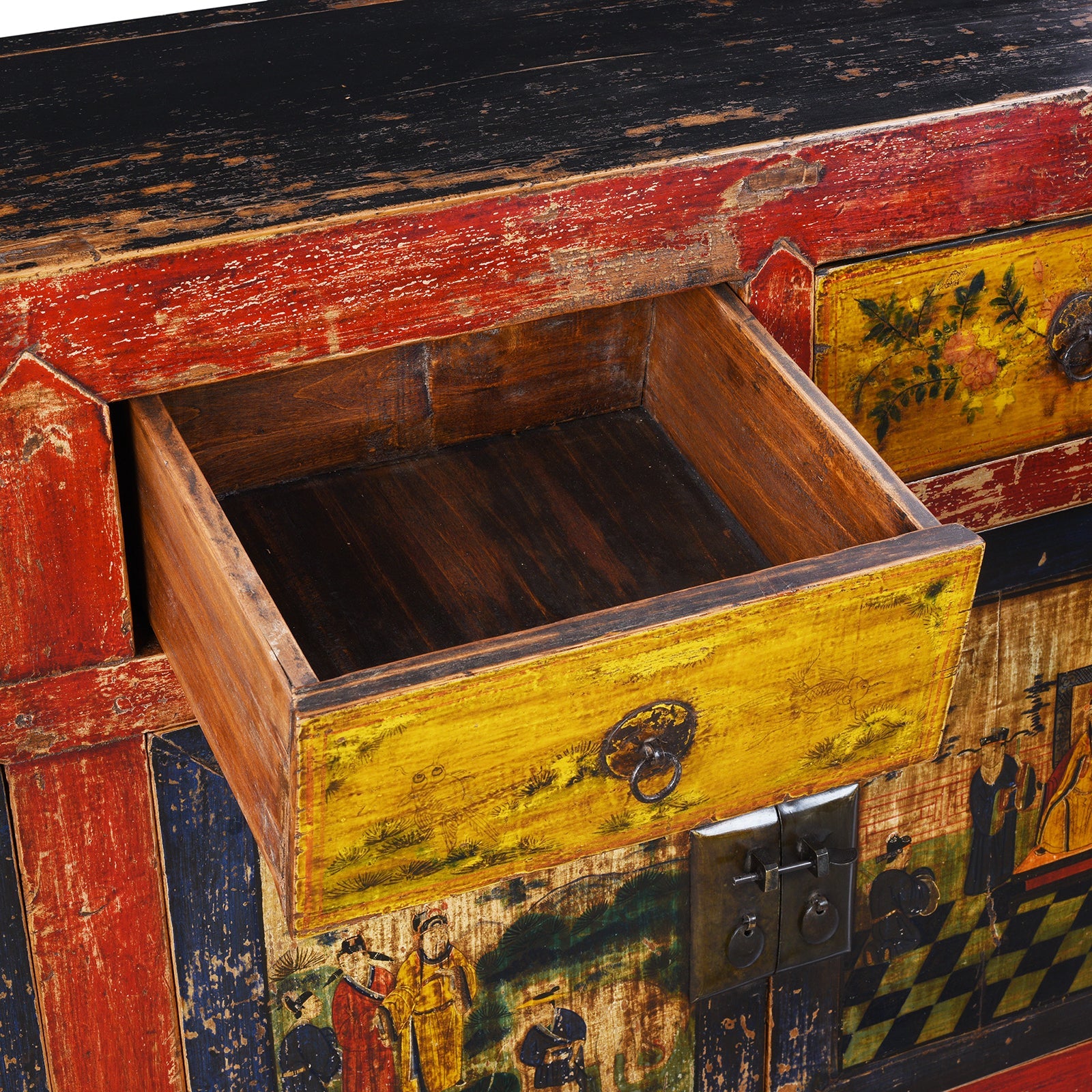 Painted Sideboard From Mongolia - 19th Century