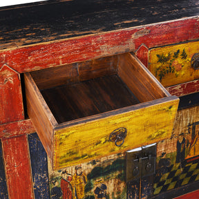 Painted Sideboard From Mongolia - 19th Century