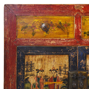Painted Sideboard From Mongolia - 19th Century
