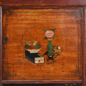 3 Door Painted Sideboard From Mongolia - 19th Century