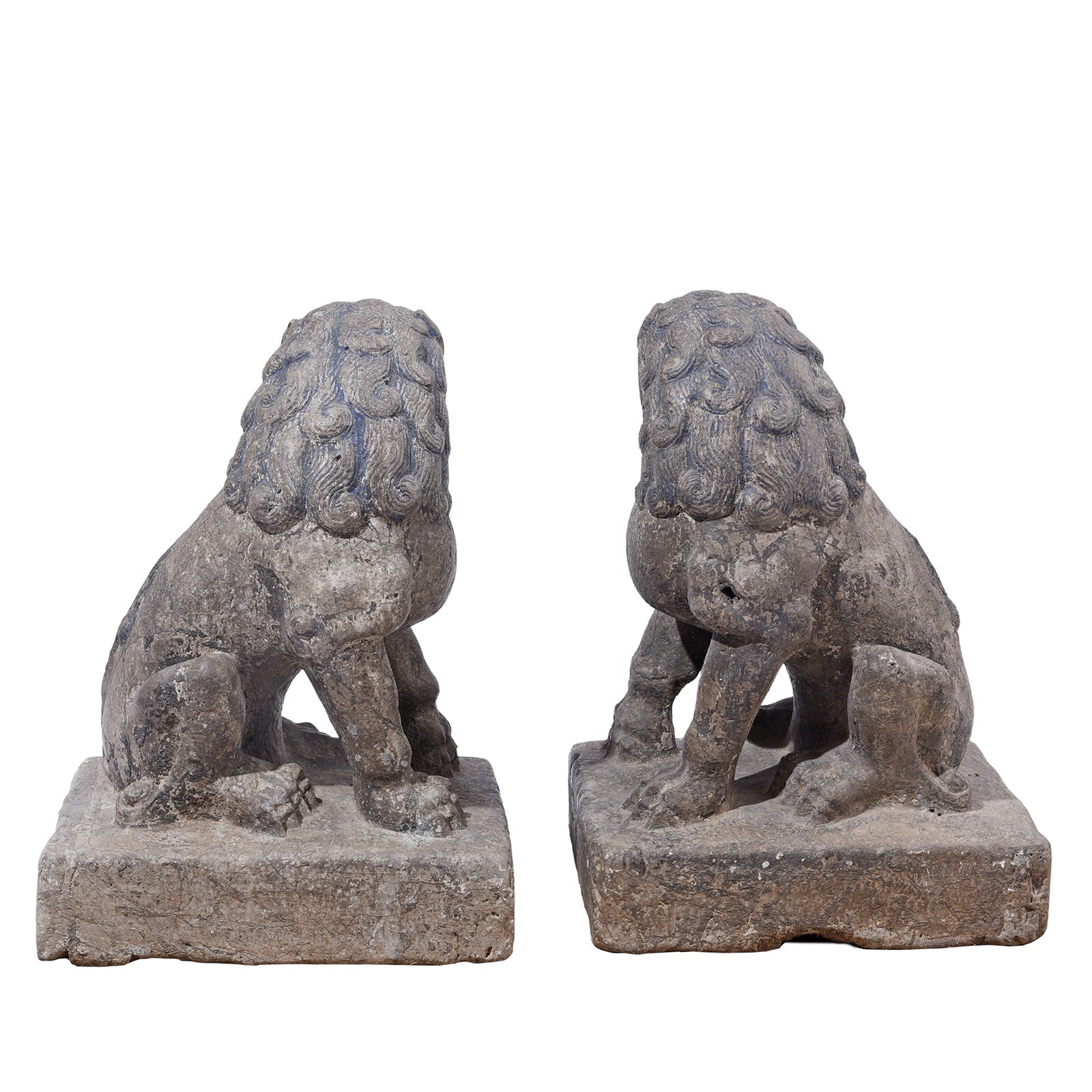 Pair Of Stone Guardian Lions (Foo Dogs) - Circa 1920