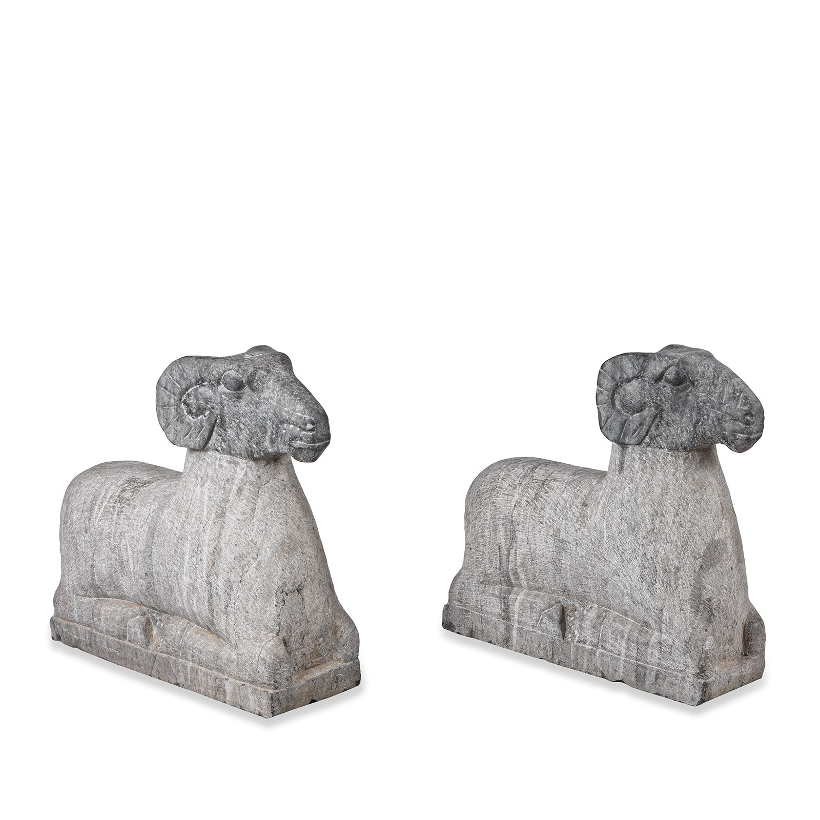 Hand Carved Granite Rams From Hebei Province