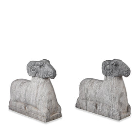 Hand Carved Granite Rams From Hebei Province