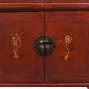 Red Lacquer Fujian Wedding Cabinet - 19th Century