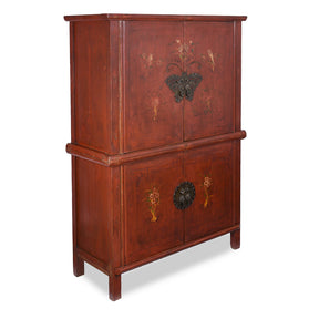 Red Lacquer Fujian Wedding Cabinet - 19th Century