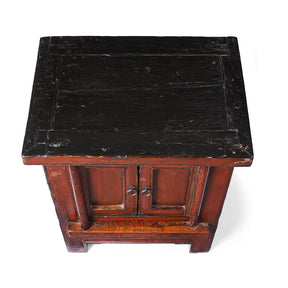 Red Lacquer Bedside Cabinet From Shanxi - 19th Century