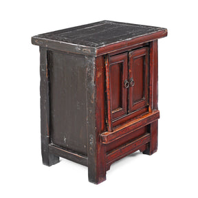 Red Lacquer Bedside Cabinet From Shanxi - 19th Century