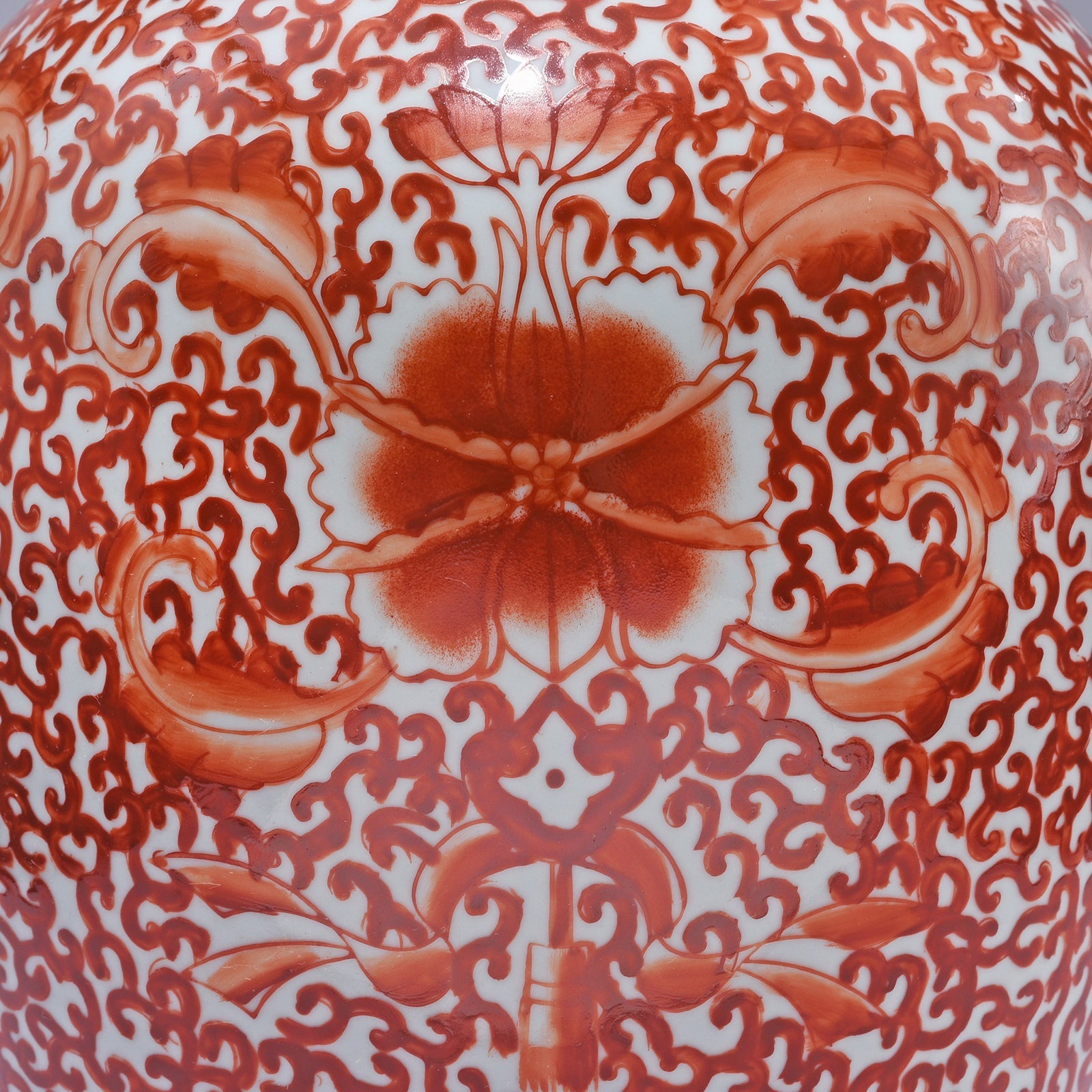Porcelain Tall Rice Jar - Kangxi Orange Design