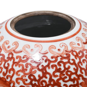 Porcelain Tall Rice Jar - Kangxi Orange Design