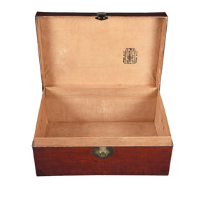 Tan Leather Trunk From Shanghai - Late 19thC