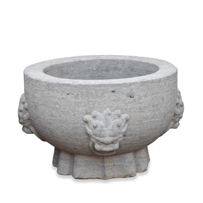 Chinese Stone Planter With Lion Heads