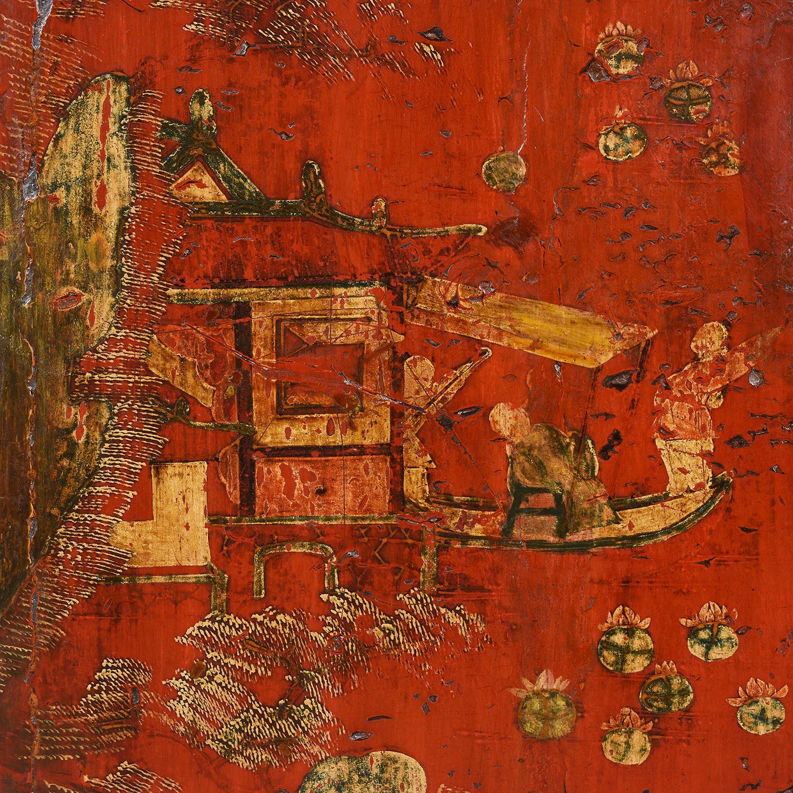 Red Lacquer Book Cabinet From Shanxi - 19th Century