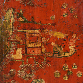 Red Lacquer Book Cabinet From Shanxi - 19th Century