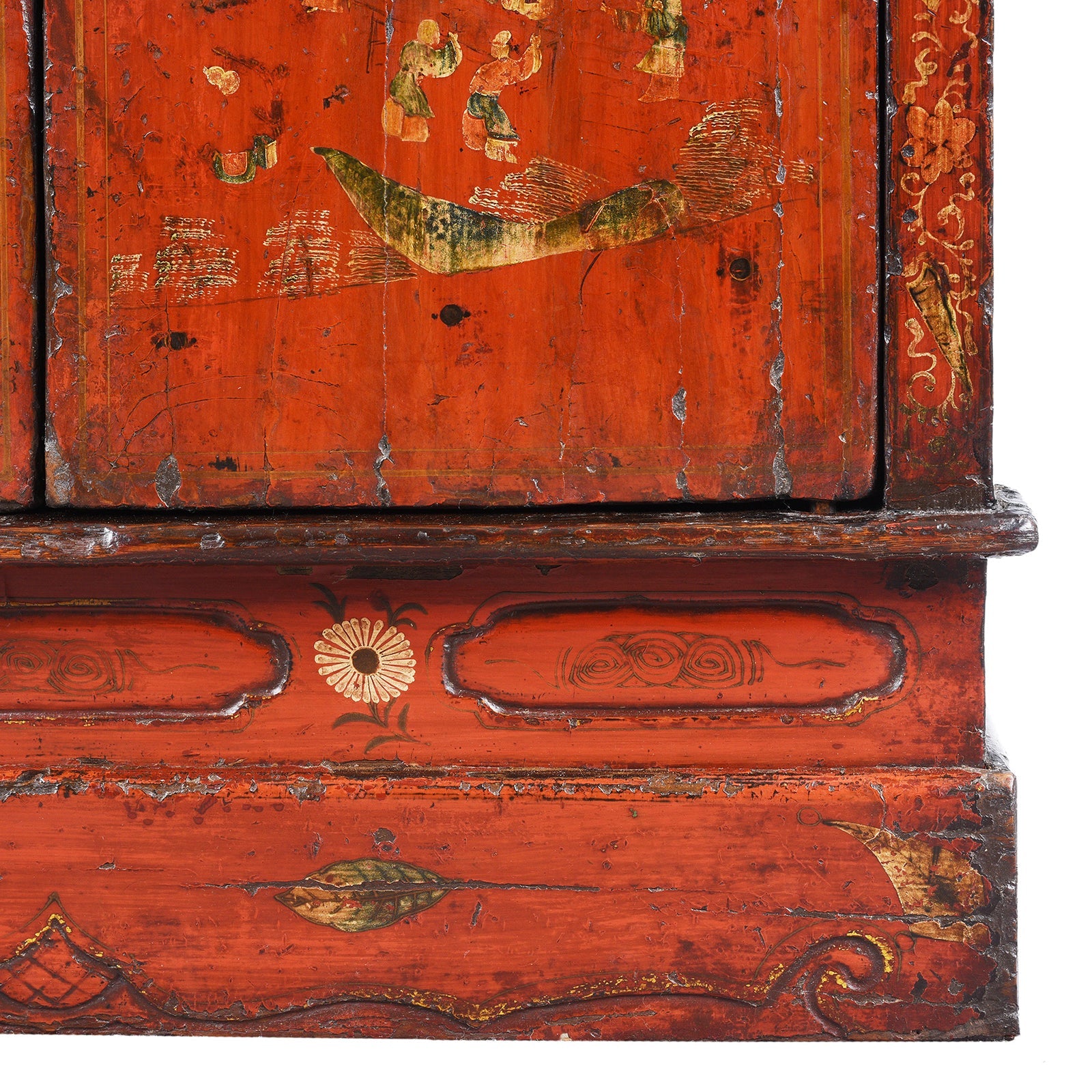 Red Lacquer Book Cabinet From Shanxi - 19th Century