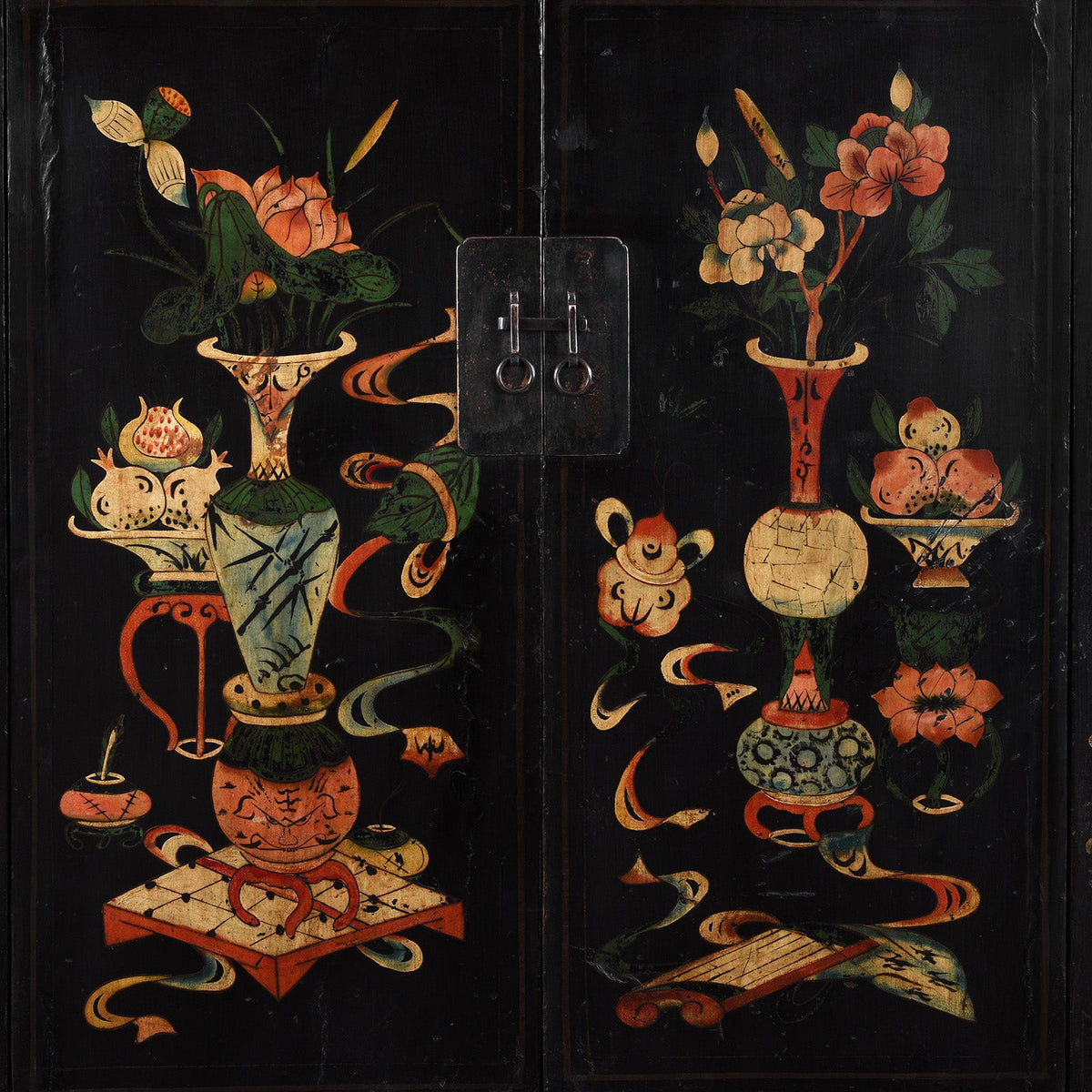 Black Lacquer Wedding Cabinet from Shanxi - 19th Century