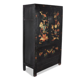 Black Lacquer Wedding Cabinet from Shanxi - 19th Century