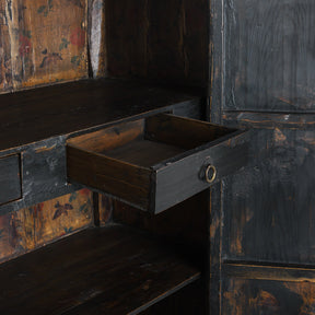 Black Lacquer Wedding Cabinet from Shanxi - 19th Century