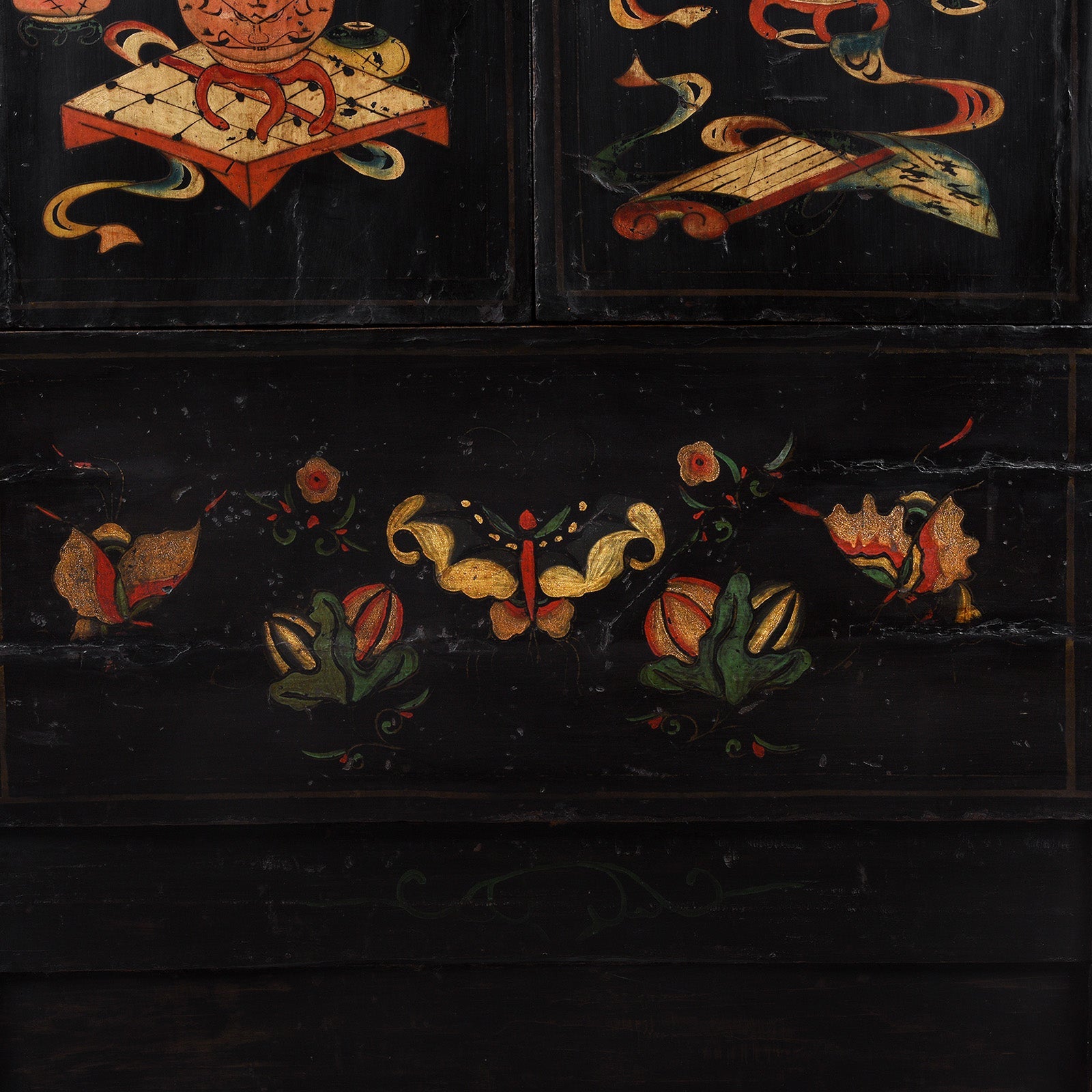 Black Lacquer Wedding Cabinet from Shanxi - 19th Century
