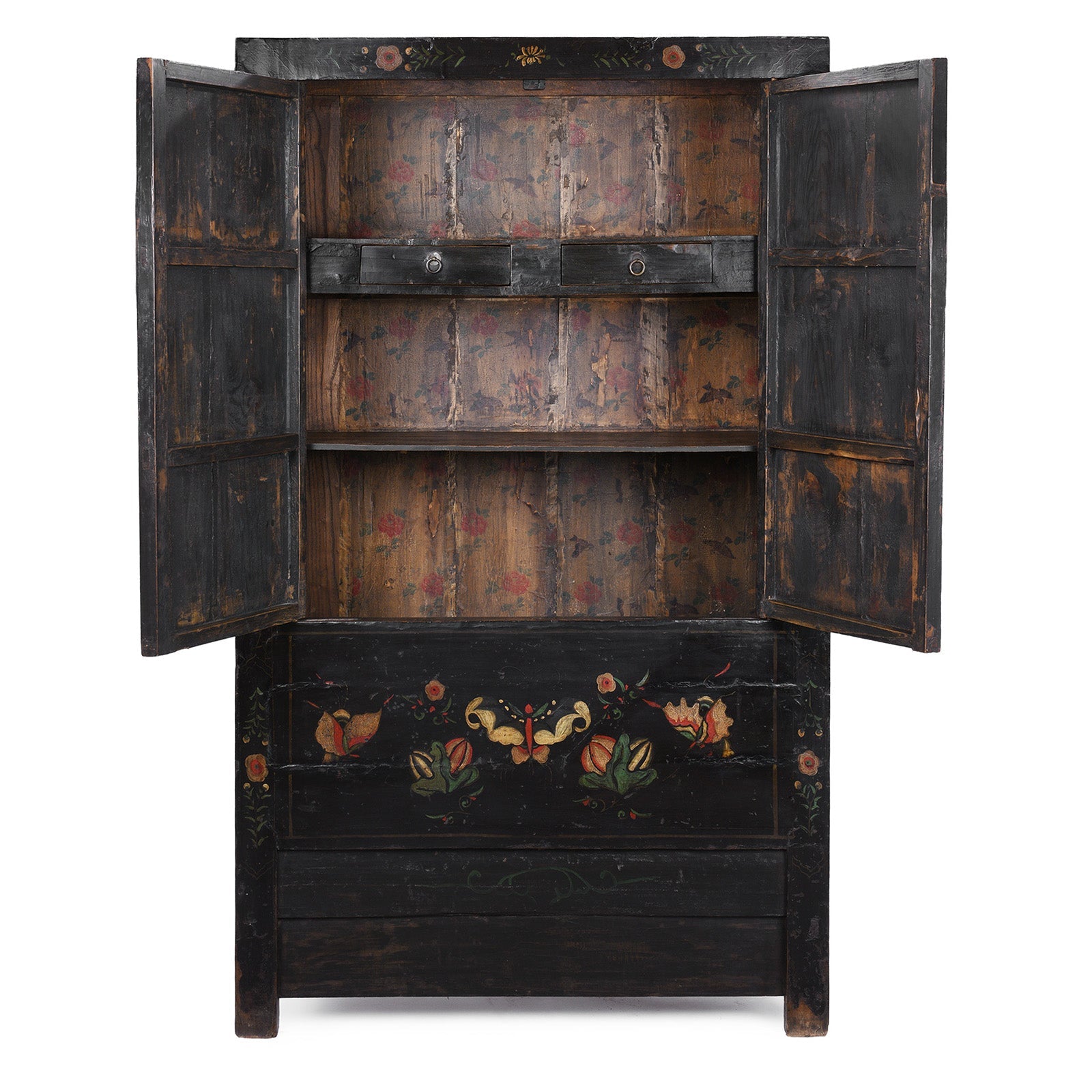 Black Lacquer Wedding Cabinet from Shanxi - 19th Century